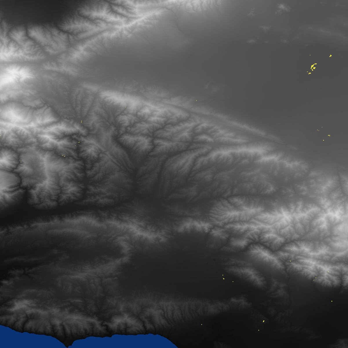 Los Angeles Valley DEM (Digital Elevation Model) using SRTM3 data from NASA